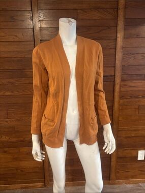 Northern Reflections Rust-Orange Open Front Cardigan